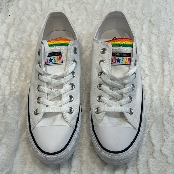 Converse Chuck Taylor All Star Rainbow Multi Tongue Low Top Sneakers W 9/ M 7 - Picture 2 of 10